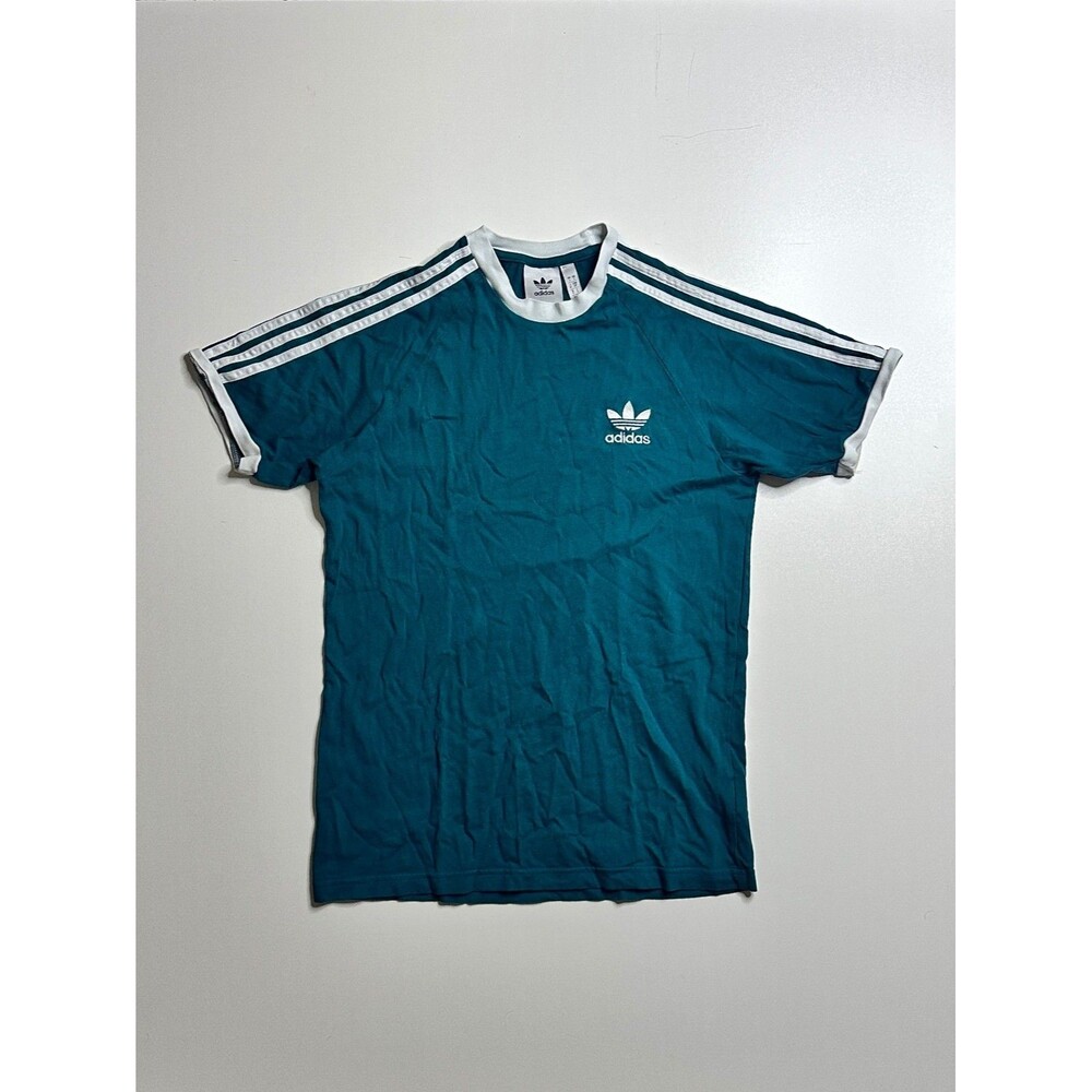 Adidas Originals 3-Stripes Trefoil T-Shirt Teal White Size S